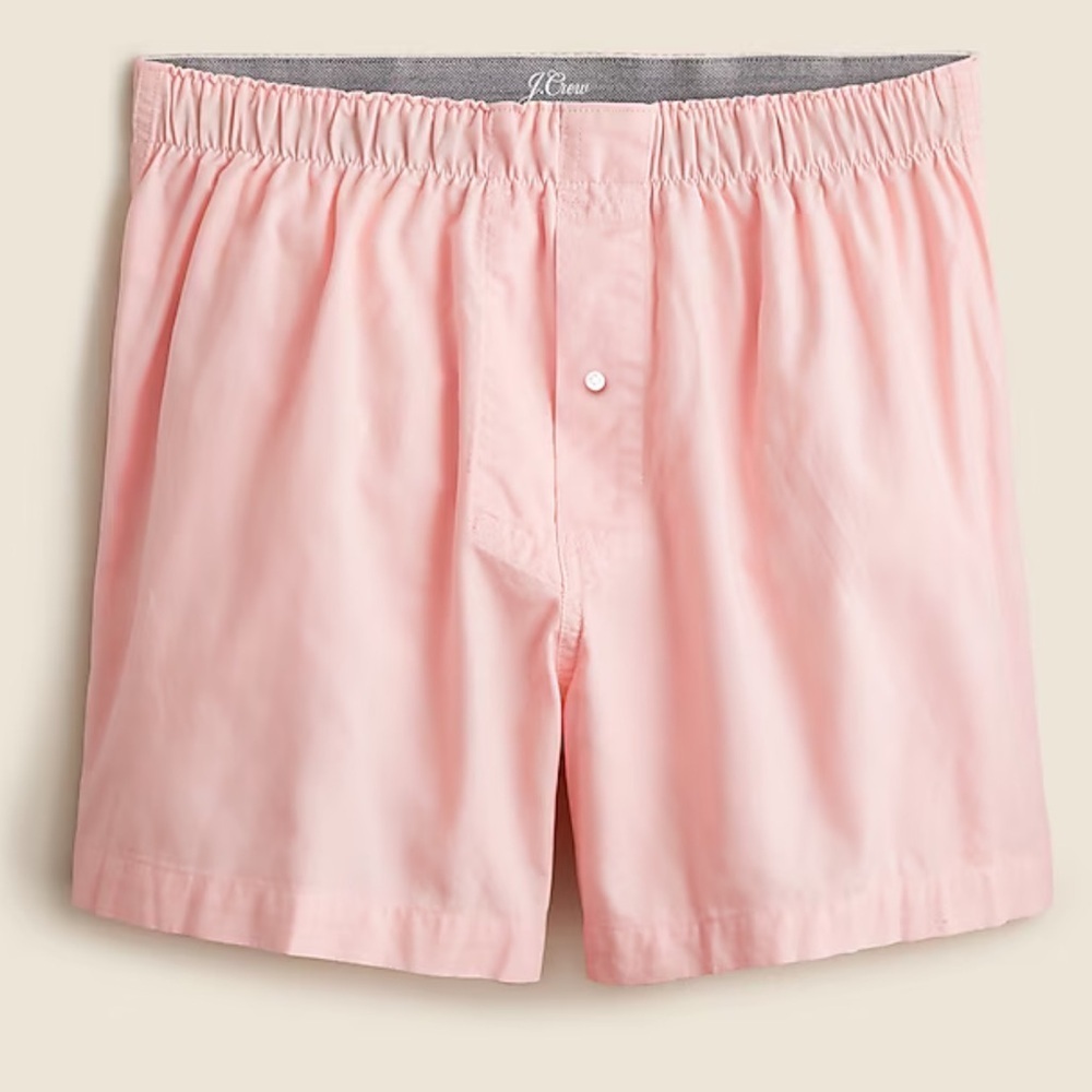 J crew butter pink Boxer short in garment-dyed Broken-in organic cotton oxford